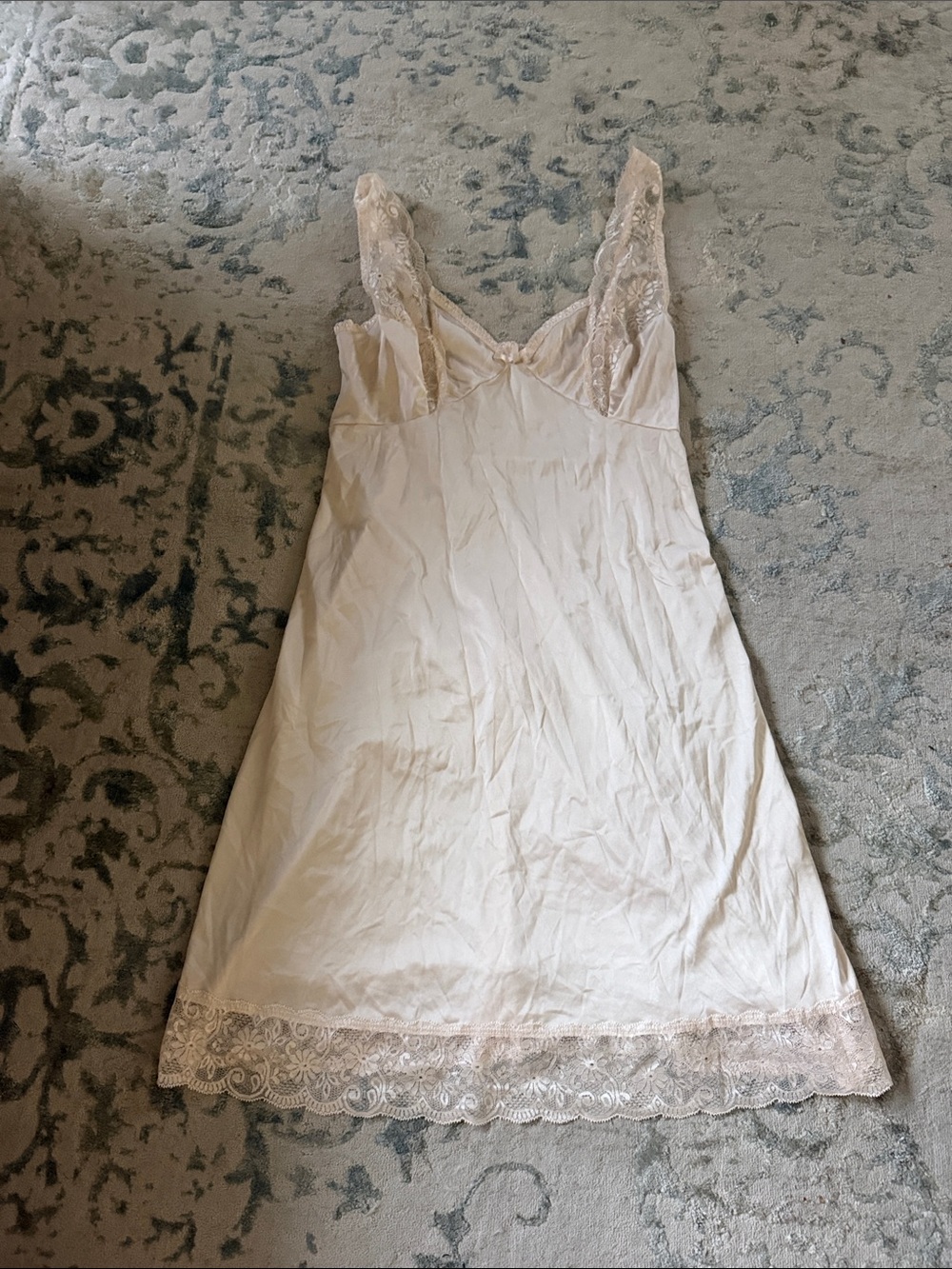 Lace-Trim Slip Dress in Light Blush